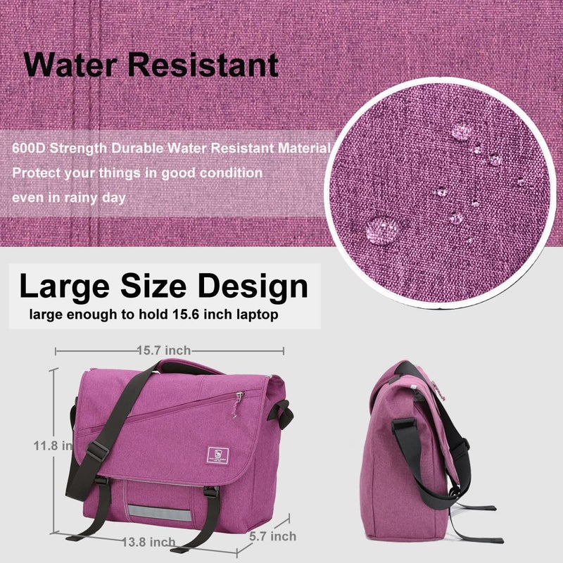 OIWAS 15.6 Inch Messenger Bag for Women, Laptop Satchel Bags for Women Crossbody Shoulder Bag Large Briefcase Computer Bag Work Travel Purple - Image 3